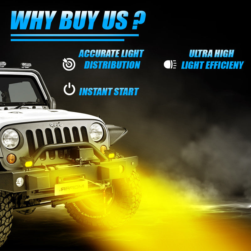 Moto Genius TK-100 70W piece Dual Beam LED Auxiliary Fog Light for Motorcycles & Cars | White & Yellow Light | Universal Fit | Waterproof | High Brightness