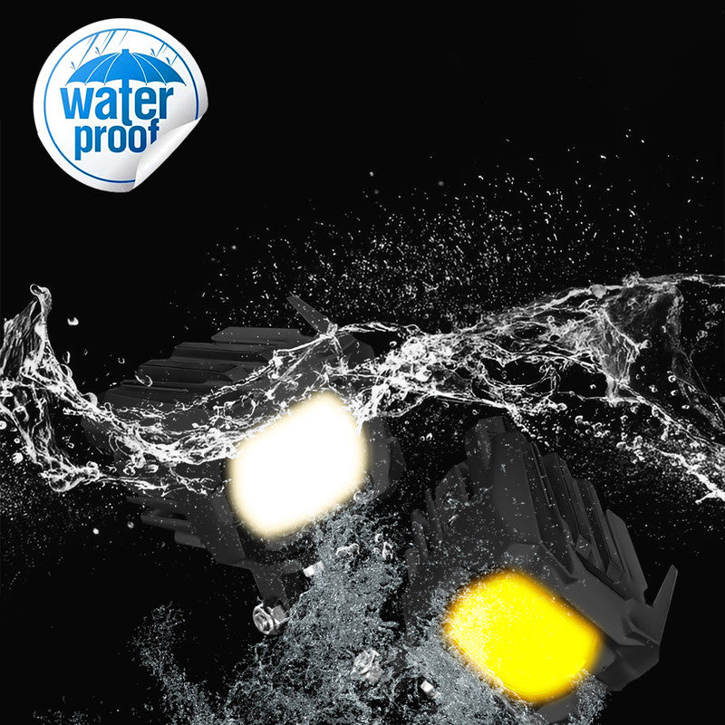 Moto Genius TK-100 70W piece Dual Beam LED Auxiliary Fog Light for Motorcycles & Cars | White & Yellow Light | Universal Fit | Waterproof | High Brightness