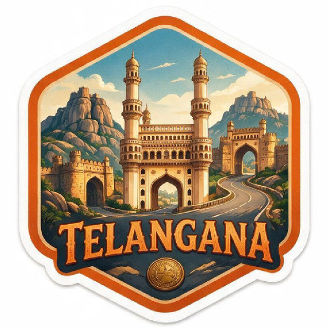 Telangana 3D Vinyl Sticker Waterproof Decals for Motorcycle, Helmet & Laptop | Edgy Aesthetic Stickers for Bikes and cars