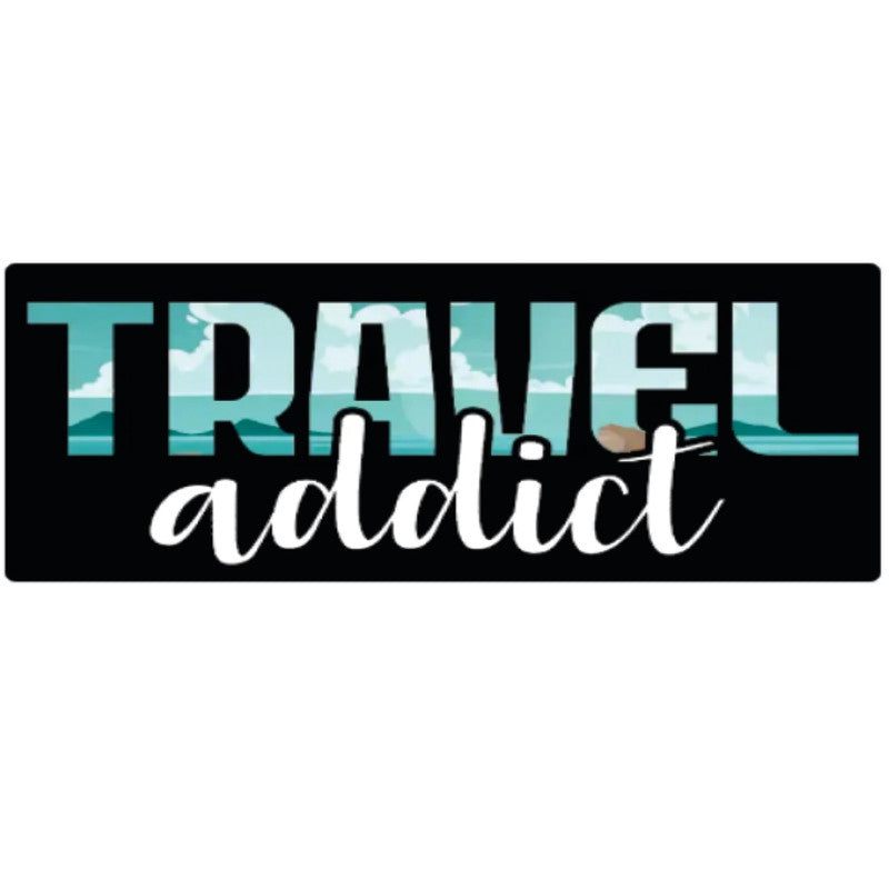 Travel-Addict 3D Vinyl Sticker Waterproof Decals for Motorcycle, Helmet & Laptop | Edgy Aesthetic Stickers for Bikes and cars