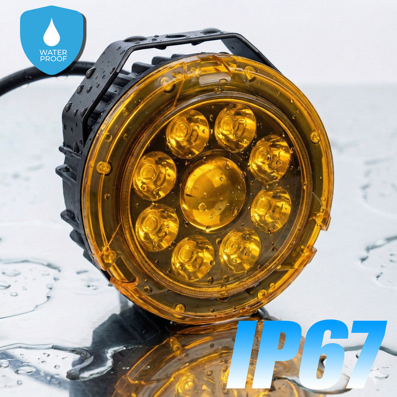 VK90 170W LED Fog Lights with Harness and Yellow Cap | High Power Auxiliary Fog Lamp for Cars, Bikes & Trucks