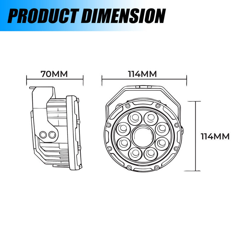 VK90 170W LED Fog Lights with Harness and Yellow Cap | High Power Auxiliary Fog Lamp for Cars, Bikes & Trucks