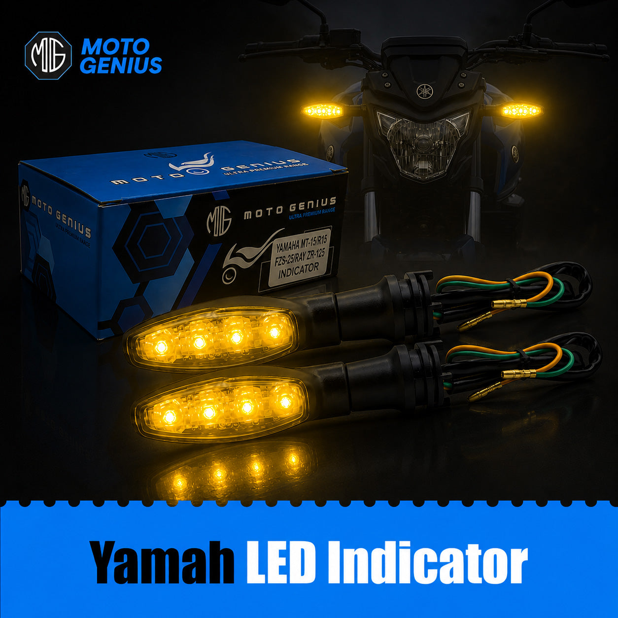 Waterproof Flexible Silicone Rubber LED Indicator Light for FZ, R15, MT15 (BS4 + BS6), Ray Z | Unbreakable, Premium, and Durable Motorcycle Turn Signal Lights
