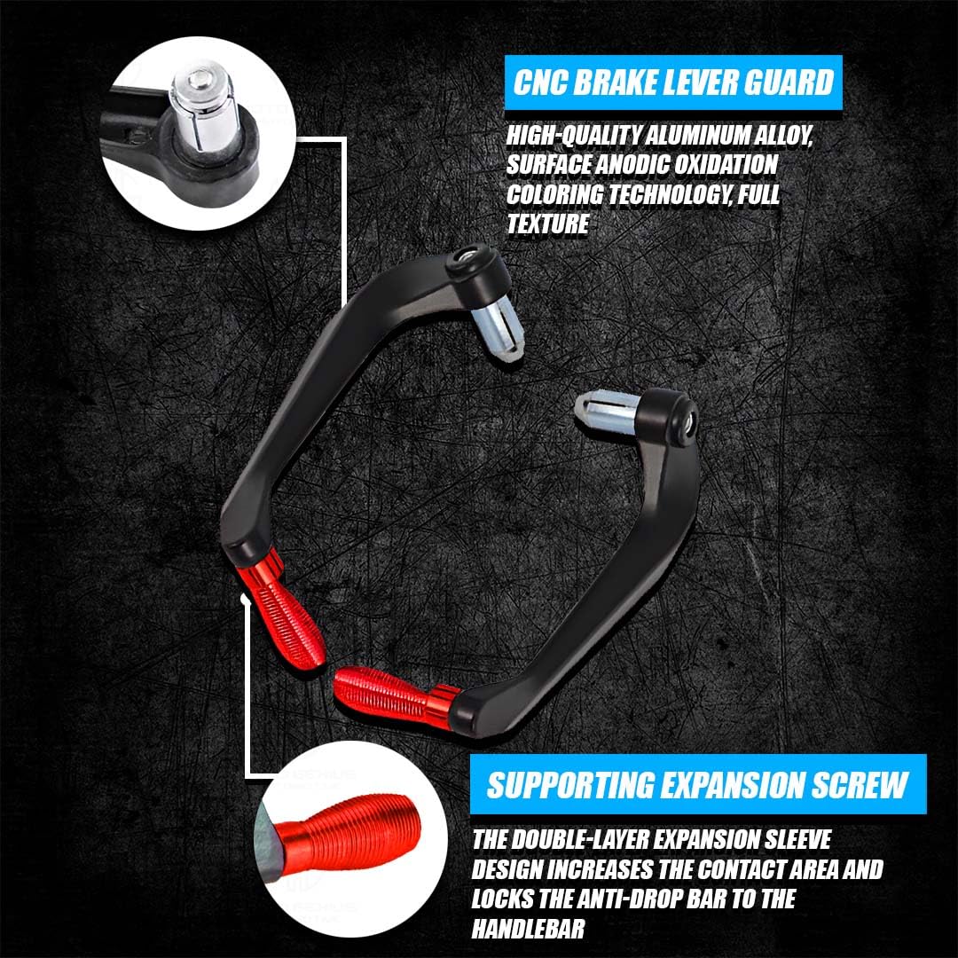 Adjustable CNC Brake Clutch Lever Protector Guard for Motorcycles & Bikes | Universal Fit, Durable Aluminum, Lever Protection, Minimalist Design-Red - Moto Genius