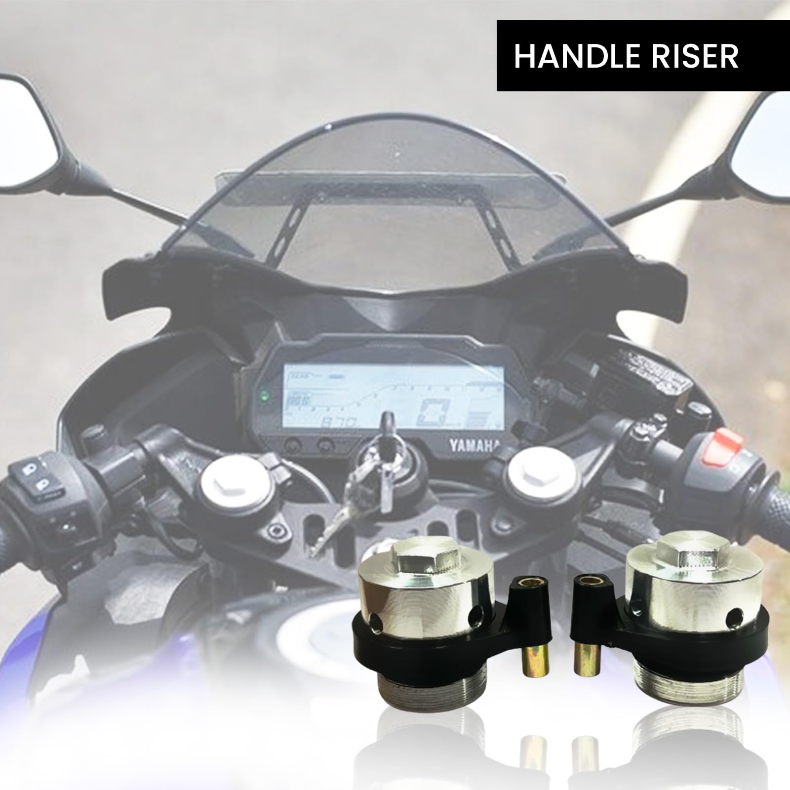Adjustable Handle Riser for R15 V4 Motorbike | Enhances Comfort and Control | Height Riser Clamp Compatible with R15-Black Silver - Moto Genius