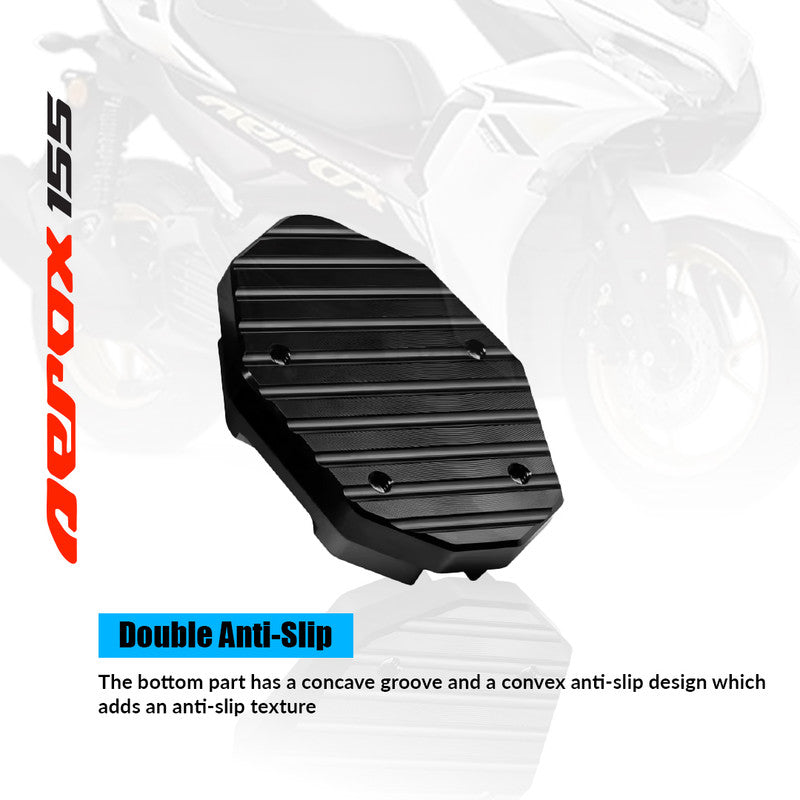 MOTO GENIUS Aerox 155 Aluminium Side Stand Extender | CNC Base Plate for Stability and Support | Durable Easy Installation, Enhanced Stability