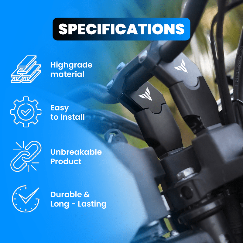 Aluminium Angular Handle Riser Clamp for MT15 | Adjustable Height & Reach Anti-Rust Anodized Handlebar Extender Kit for MT-15 Motorbike (Black) - Moto Genius