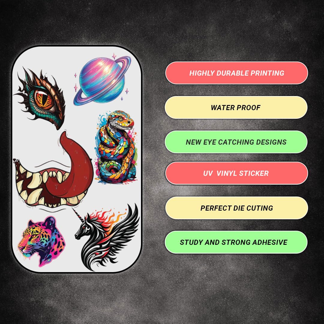 Animal 3D Vinyl Decal Stickers – Waterproof Fade Proof Multipurpose Stickers for Bike Car Laptop Mobile Case Helmet Notebook - Moto Genius