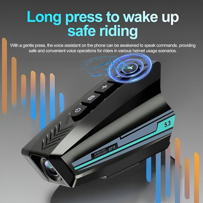 BT 16 Bluetooth Motorcycle Helmet Headset V5.3 with 2K Camera | 2000mAh WiFi DVR | Handsfree Call, Waterproof, Wide Angle, Music & Dash Cam - Moto Genius