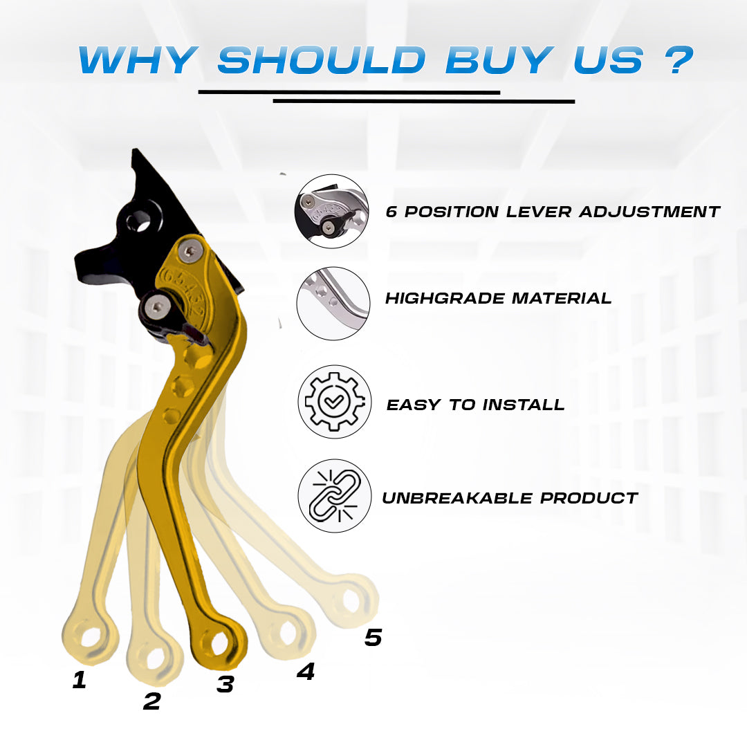 MOTO GENIUS Pulsar NS200 NS160 RS200 Adjustable Clutch & Brake Lever Set | 6-Position CNC Aluminum Bike Levers | Heavy Duty, Ergonomic Motorcycle Hand Levers