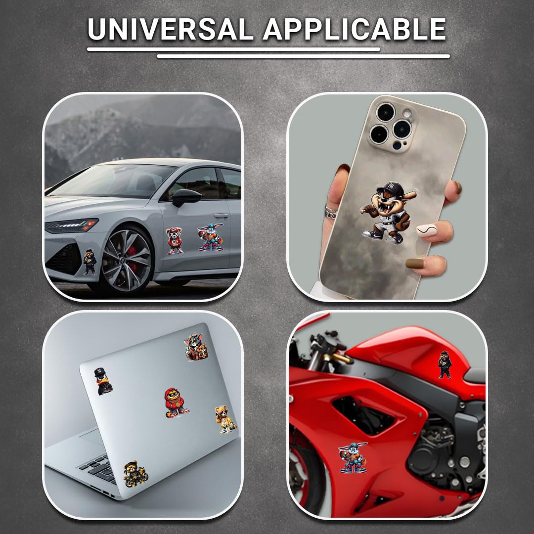 Cartoon Funny Micky 3D Vinyl Decal Stickers – Waterproof Fade-Proof Multipurpose Stickers for Bike Car Laptop Mobile Case Helmet Notebook | Durable Self-Adhesive Mickey Cartoon Design - Moto Genius