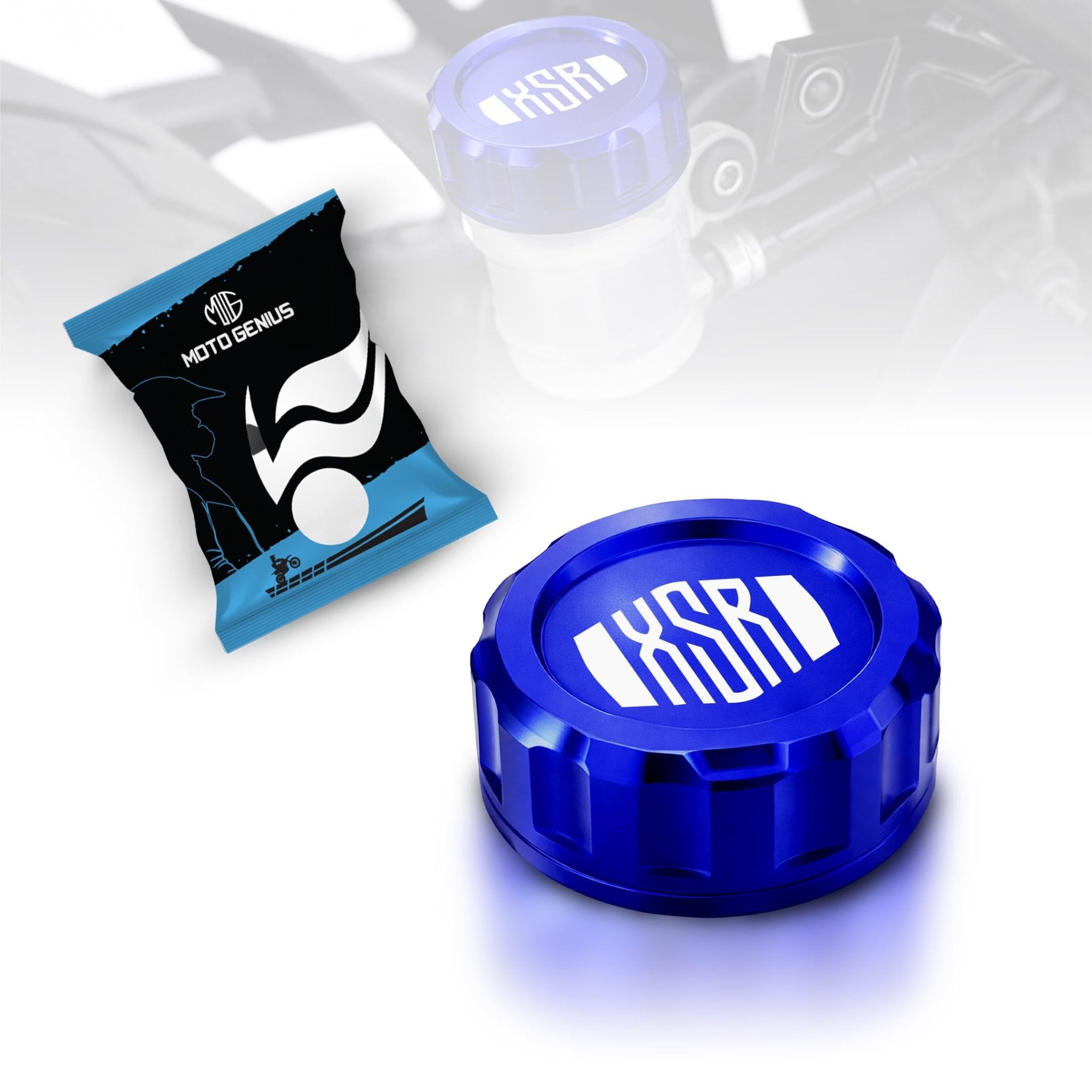 CNC Aluminum Rear Brake Fluid Cap Cover for XSR 155 Motorbik| Master Cylinder Reservoir Lid, Anodized Finish, Easy Direct Fit Installation-Blue - Moto Genius