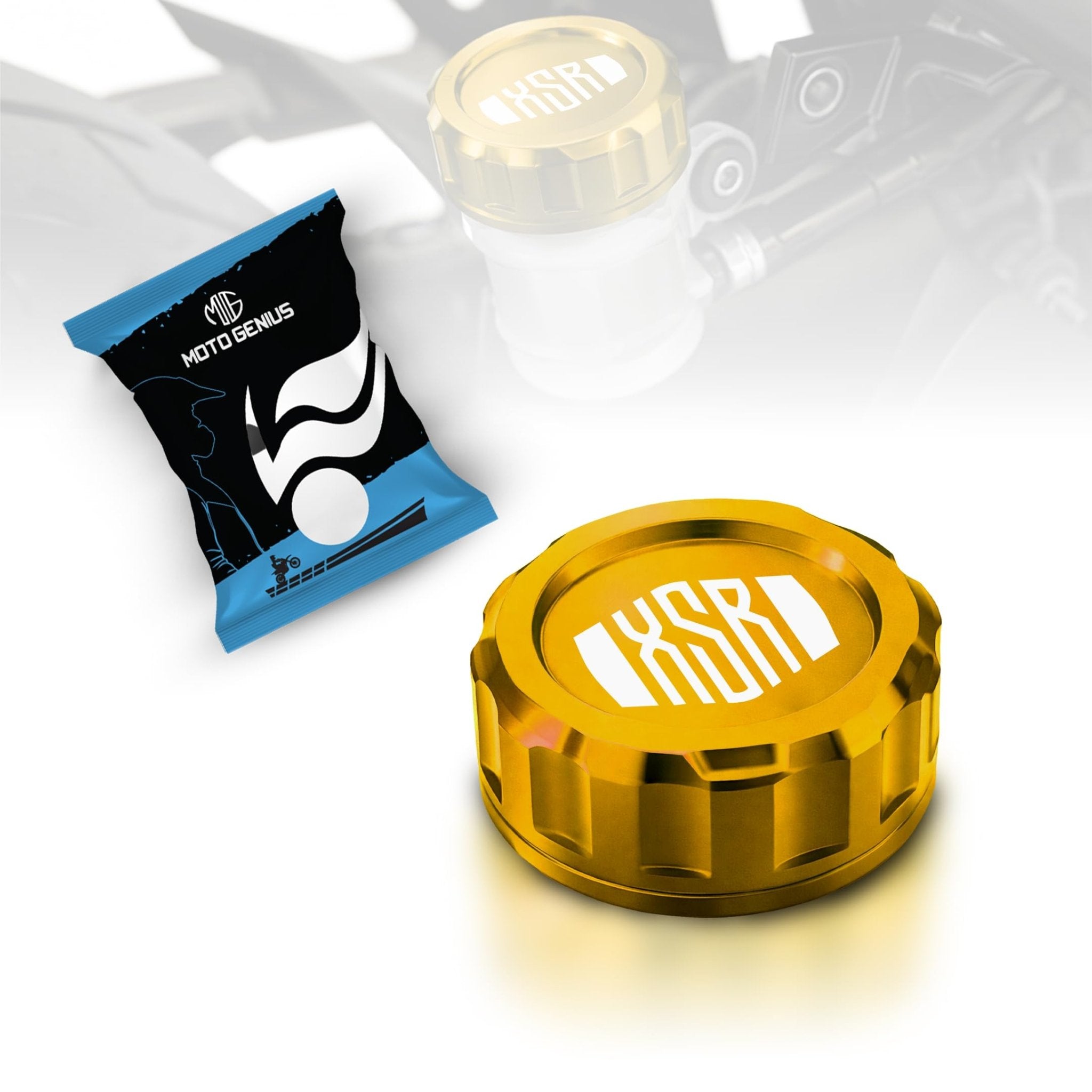 CNC Aluminum Rear Brake Fluid Cap Cover for XSR 155 Motorbik| Master Cylinder Reservoir Lid, Anodized Finish, Easy Direct Fit Installation-Gold - Moto Genius