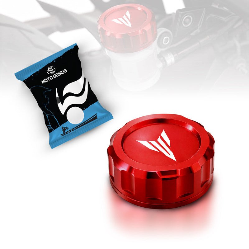 CNC Aluminum Rear Brake Fluid Oil Cap Cover Compatible with MT-15 Motorbike | Master Cylinder Reservoir Lid | Premium Anodized Finish | Easy Installation | Bike Accessories-Red - Moto Genius