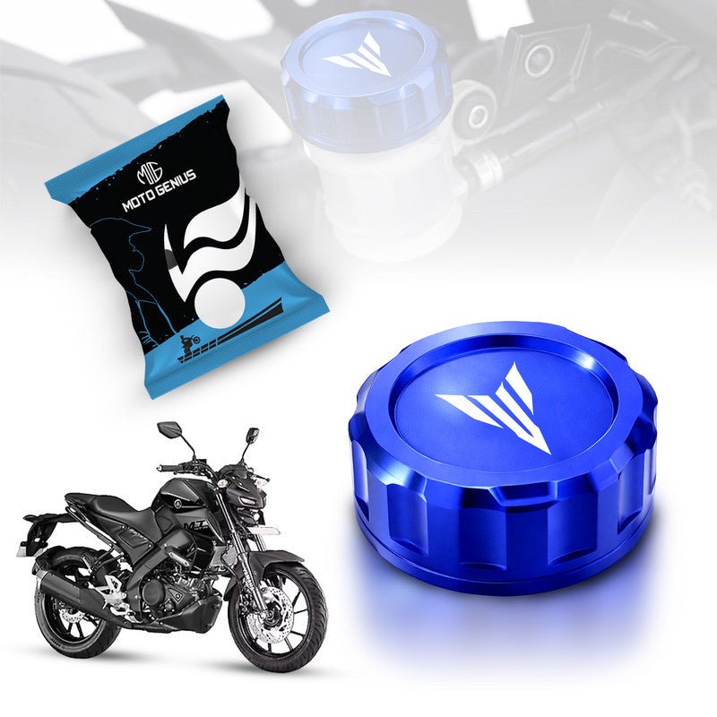 CNC Aluminum Rear Brake Fluid Oil Cap Cover Compatible with MT-15 Motorbike | Master Cylinder Reservoir Lid | Premium Anodized Finish | Easy Installation | Bike Accessories-Blue - Moto Genius