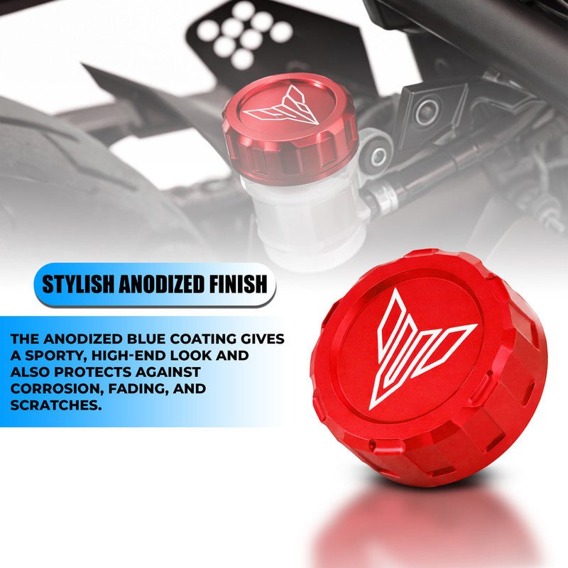 CNC Aluminum Rear Brake Fluid Oil Cap Cover Compatible with MT-15 Motorbike | Master Cylinder Reservoir Lid | Premium Anodized Finish | Easy Installation | Bike Accessories-Red - Moto Genius