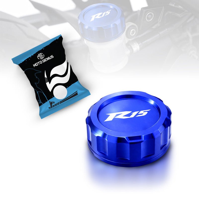 CNC Aluminum Rear Brake Fluid Oil Cap Cover Compatible with R15 Motorbike | Master Cylinder Reservoir Lid | Anodized Finish | Easy Direct Fit Installation | Motorcycle Accessories-Blue - Moto Genius