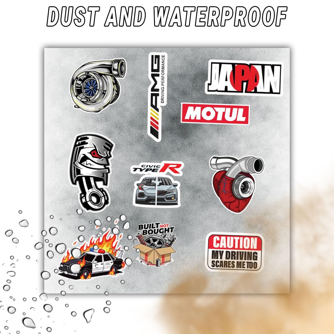 Driving Caution Warning 3D Vinyl Sticker for Car & Bike – Waterproof, Fade-Proof Self-Adhesive Safety Decal for Helmet, Vehicle, Laptop & Mobile (11 PC) - Moto Genius