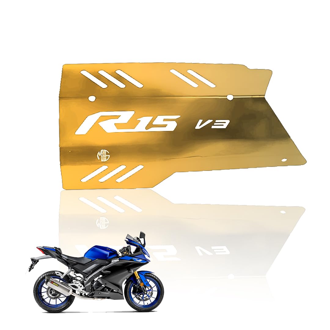 Exhaust Cover Silencer Protector for R15 V3 | Premium Exhaust Heat Shield Protector for Enhanced Durability and Style | Easy Installation-Gold - Moto Genius