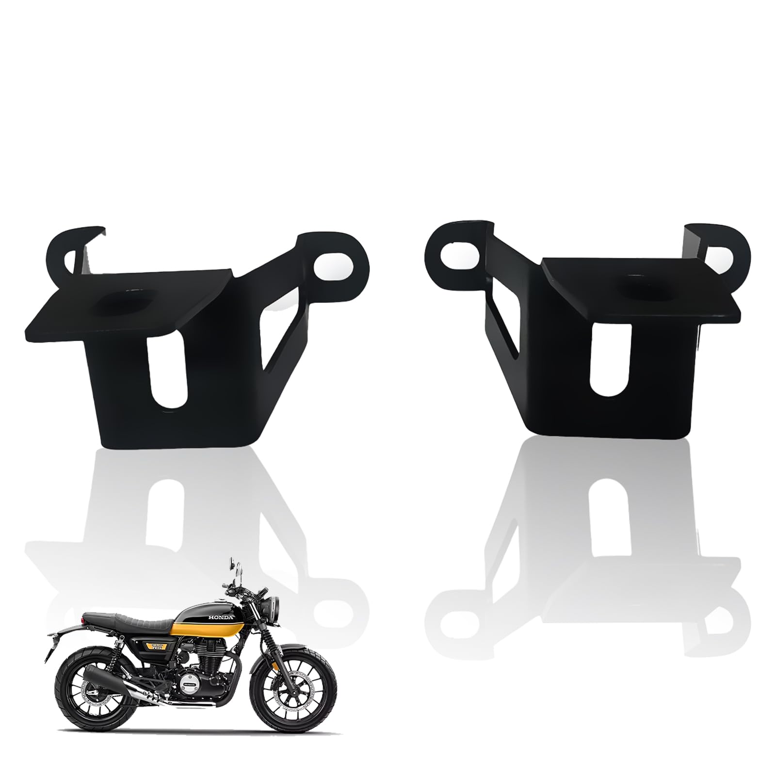 Fog Light Clamp Brackets for H'ness CB350 Motorbike | Heavy Duty Mounting Kit for Adventure Motorcycle Lights | Adjustable and Durable (Pack of 2)-Black - Moto Genius