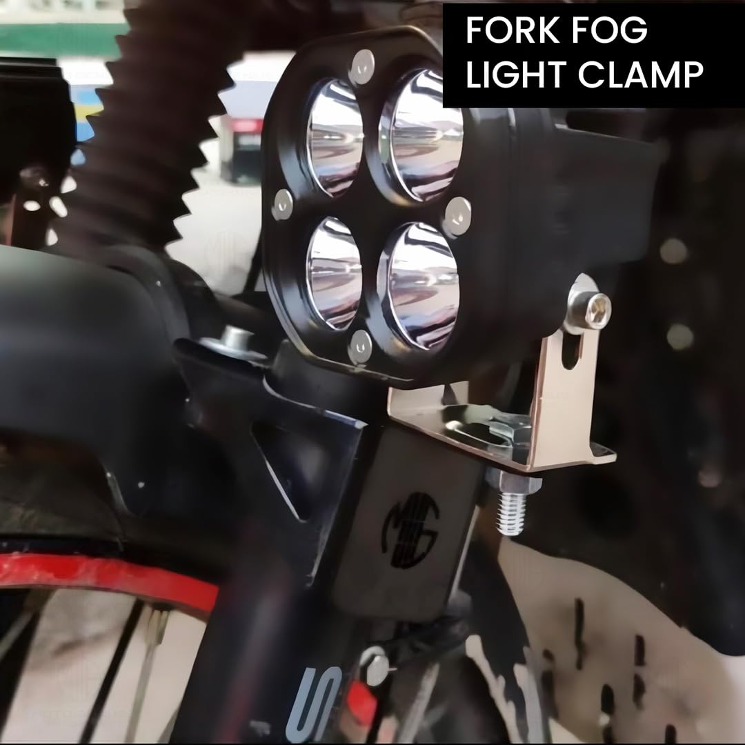 Fog Light Clamp Brackets for Xpulse |Heavy Duty Mounting Kit for Adventure Motorcycle Lights | Adjustable and Durable (Pack of 2)-Black - Moto Genius