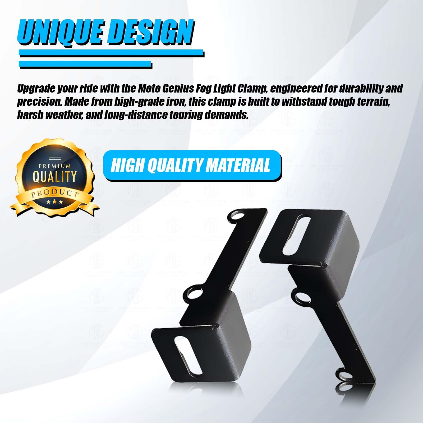 Fog Light Mount Bracket Kit for RE Super Meteor 650 | Heavy-Duty Metal Clamp for Auxiliary Lights-Black - Moto Genius