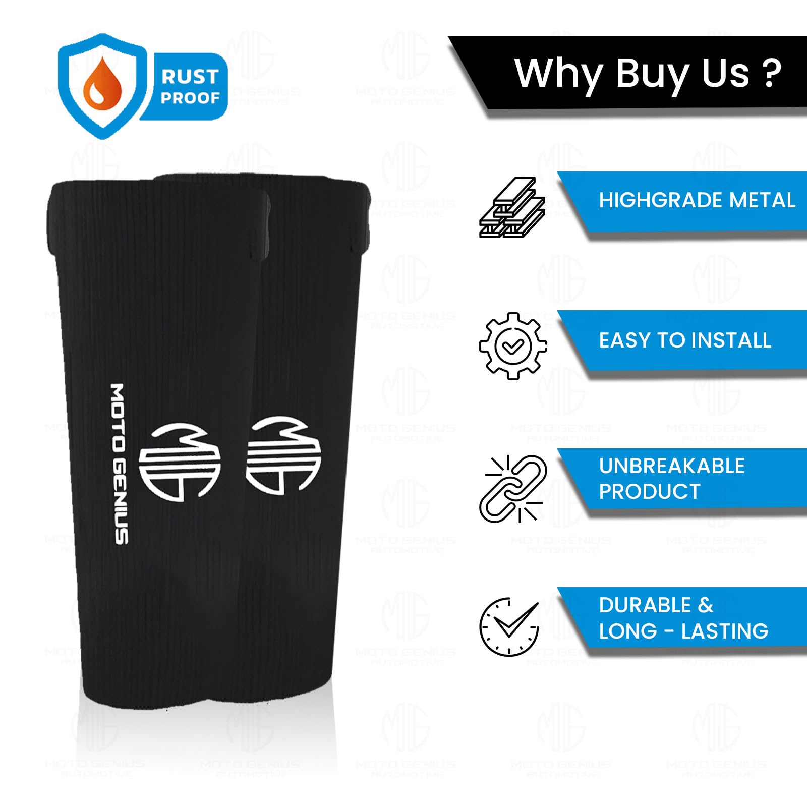 Front Fork Seal Covers | Black Waterproof Fabric, Dust & Dirt Protection for Fork Seal, UNIVERSAL FITTING-Black - Moto Genius