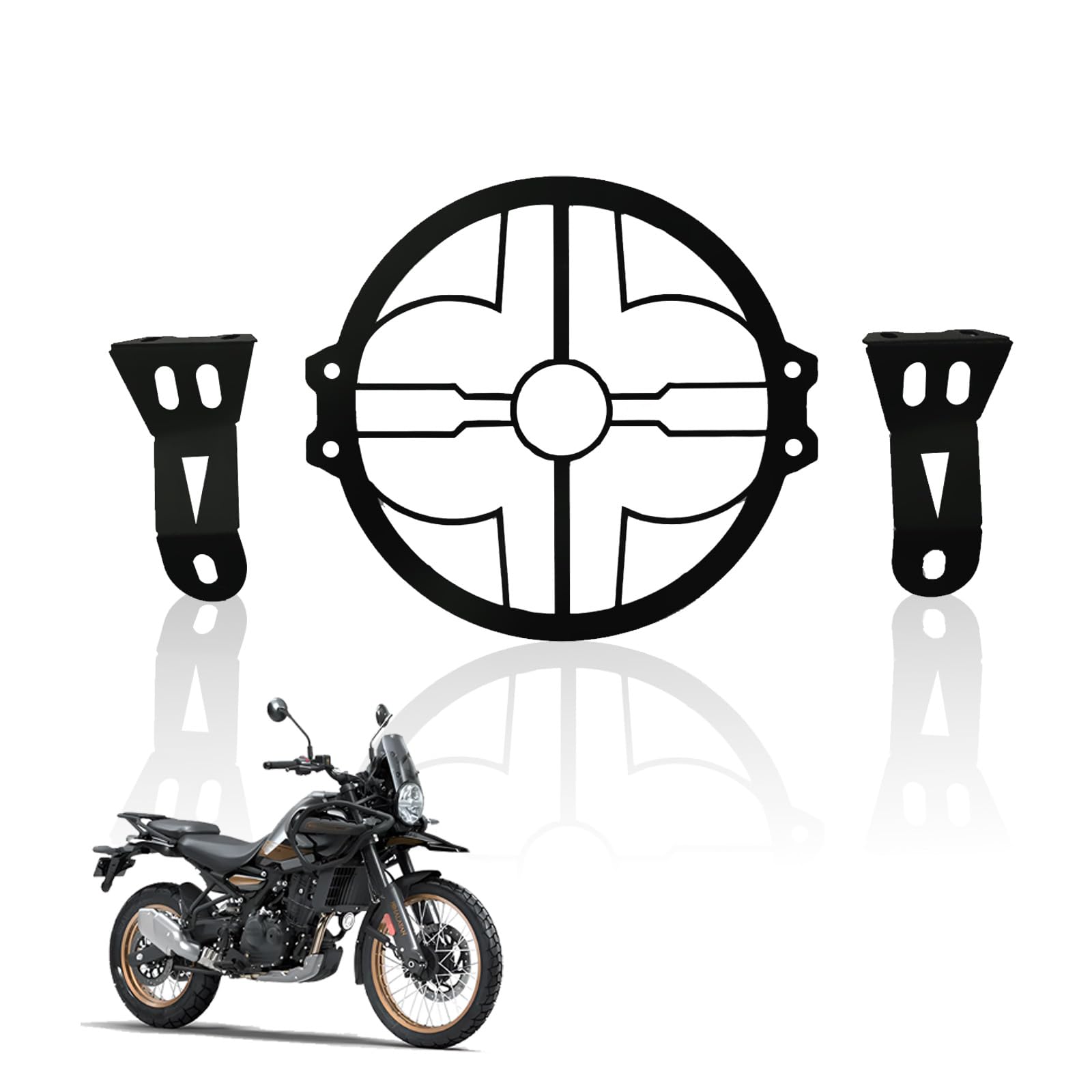 Front Headlight Grill Guard for RE Himalayan 450 Motorbike | Durable Metal Protective Head Light Frame Protector-Flower Design - Moto Genius