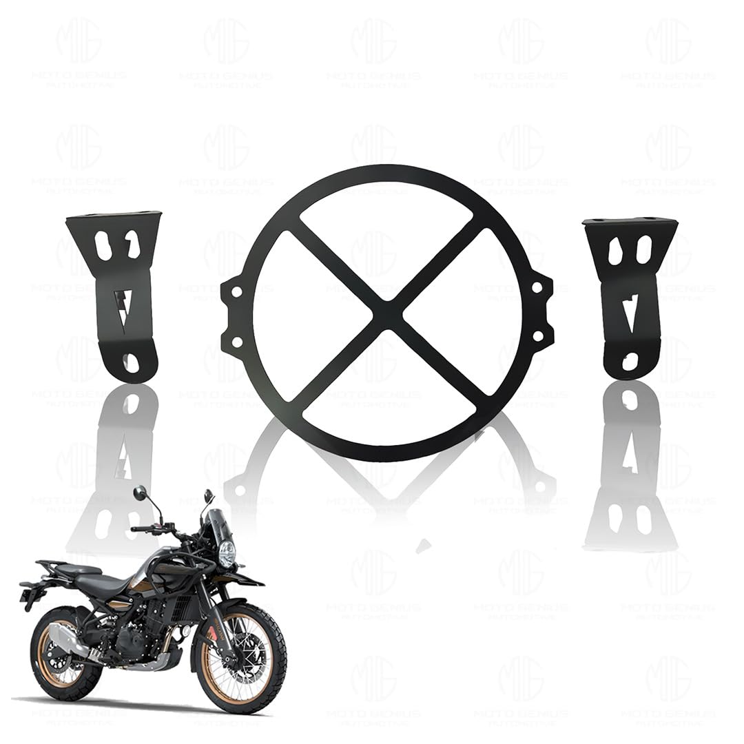 Front Headlight Grill Guard for RE Himalayan 450 Motorbike | Durable Metal Protective Head Light Frame Protector-X Design - Moto Genius