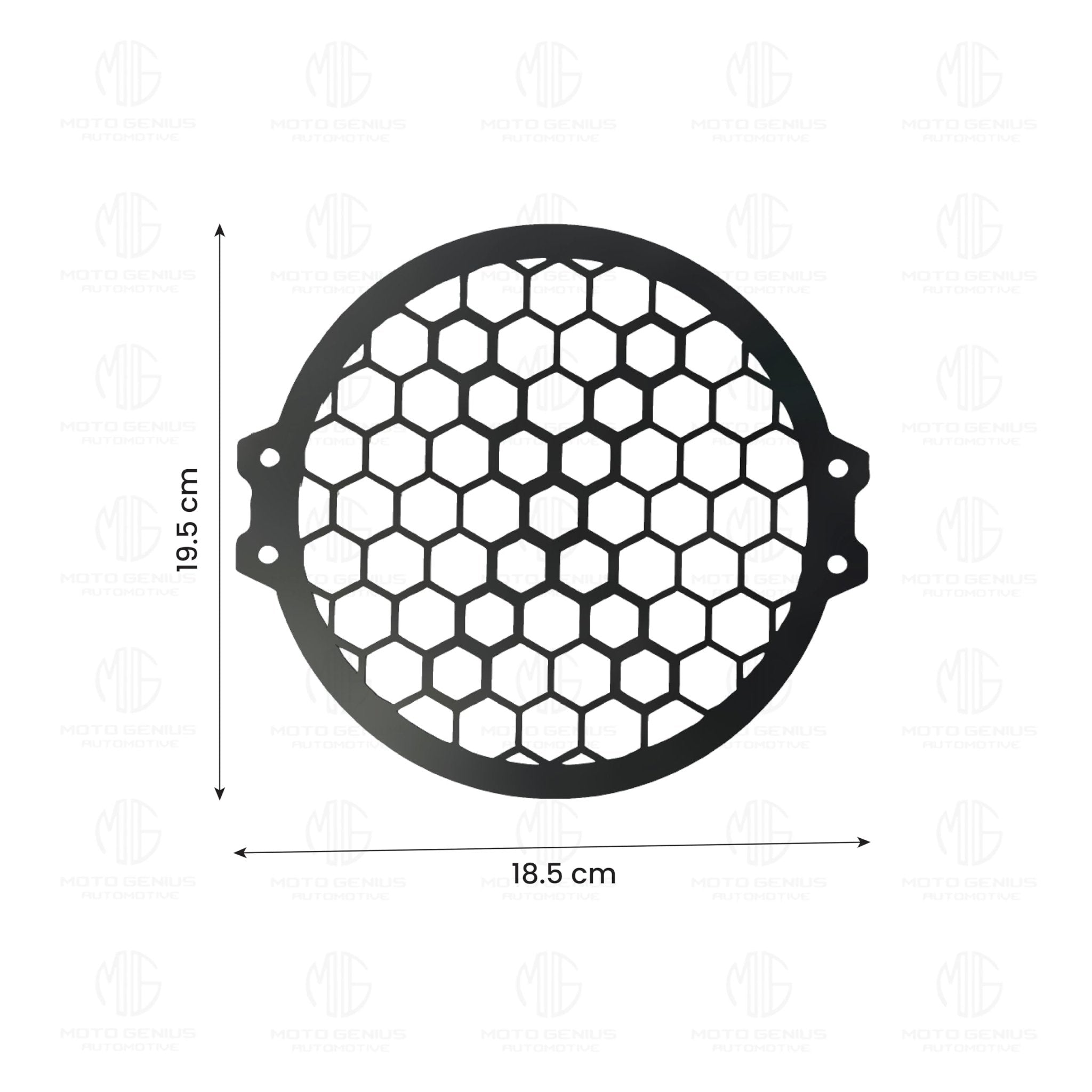 Front Headlight Grill Guard for RE Himalayan BS3/BS4/BS6/Scram Motorbike | Durable Metal Protective Head Light Frame Protector (Line Design)-Honey - Moto Genius