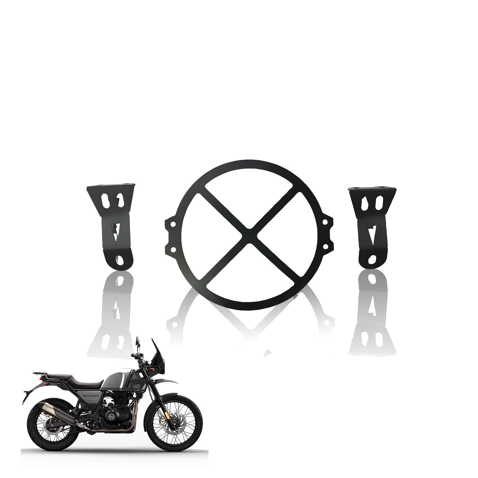 Front Headlight Grill Guard for RE Himalayan BS3/BS4/BS6/Scram Motorbike | Durable Metal Protective Head Light Frame Protector (Line Design)-0015-X - Moto Genius
