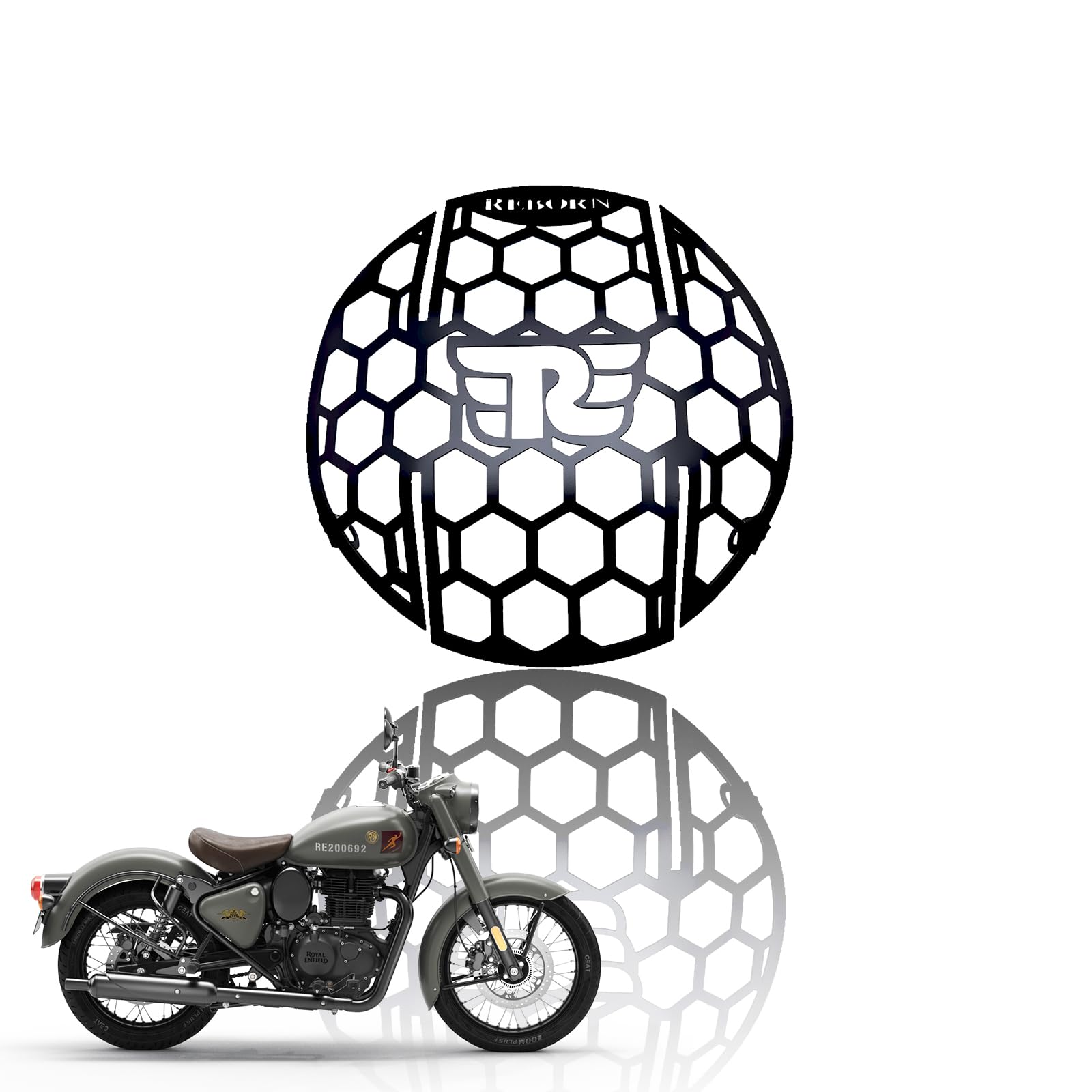 Front Headlight Grill Guard for Reborn Classic 350 |Durable Metal Protective Head Light Frame Protector-Honey Design MS - Moto Genius