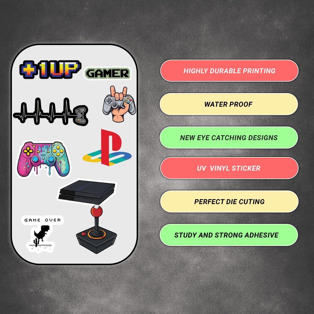 Gaming 3D Vinyl Stickers | Waterproof Fade-Proof Self-Adhesive Decal for Laptop, Mobile Case, Helmet, Bike, Car & Notebook | Multipurpose Gaming Artwork Stickers - Moto Genius