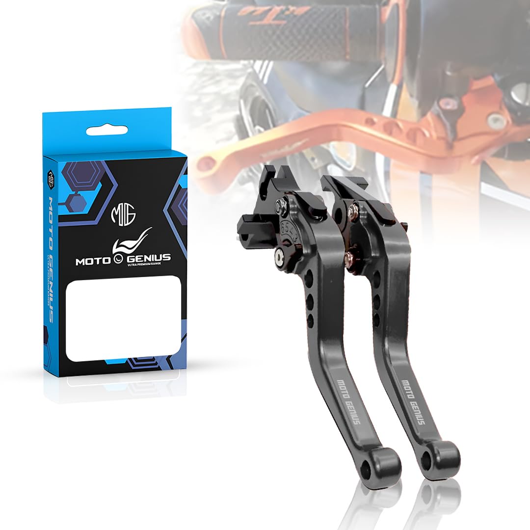 Heavy Duty 6-Position Adjustable Clutch and Brake Lever Set for KTM RC Duke ( only for NON GEN 3 ) Motorbike | CNC Machined Aluminum | Easy Installation | Ergonomic Motorbike Hand Levers-Black - Moto Genius
