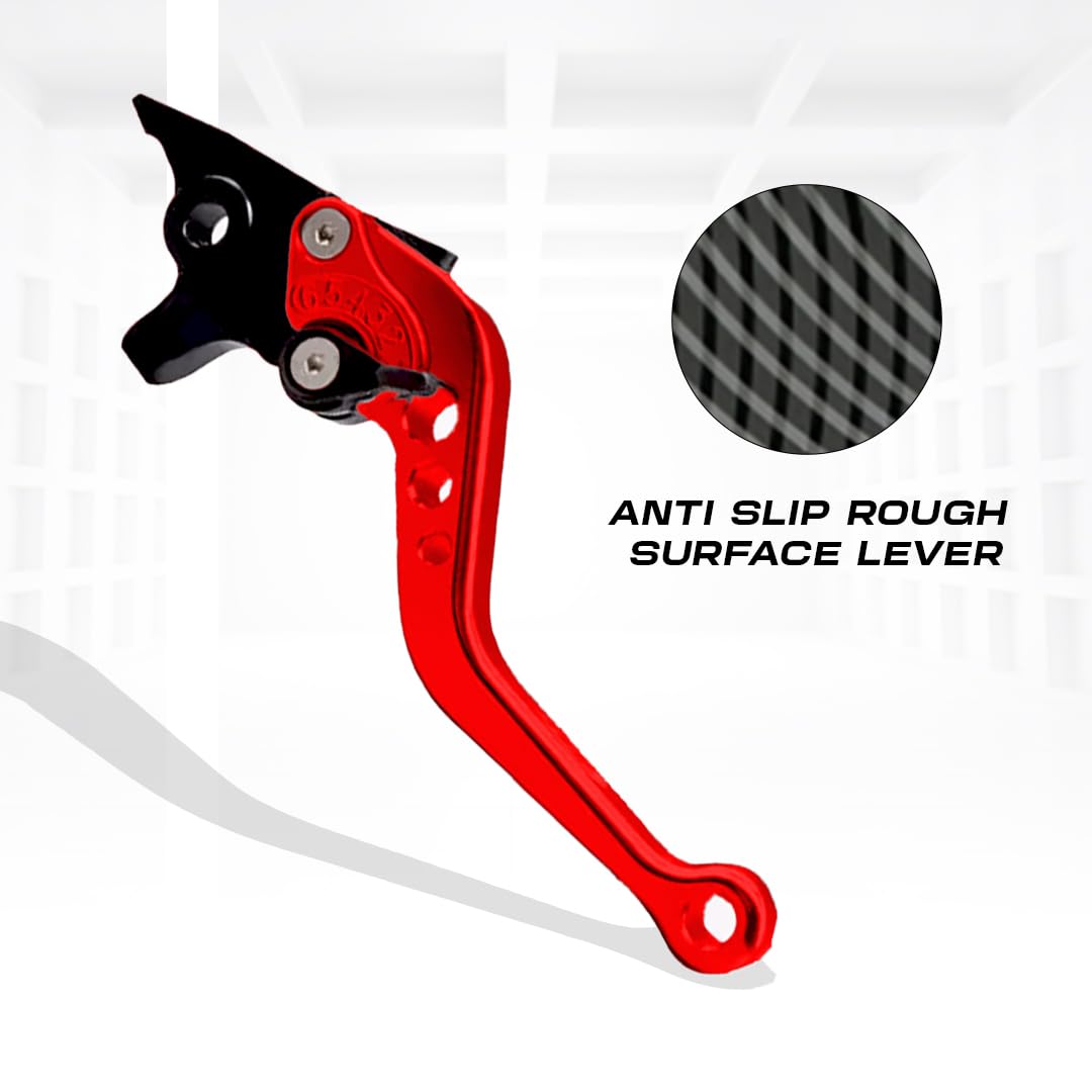Heavy Duty 6-Position Adjustable Clutch and Brake Lever Set for RE Bullet 350 ( old bs3 & bs4 models only )| CNC Aluminum | Motorbike Hand Levers | Easy Install-Red - Moto Genius
