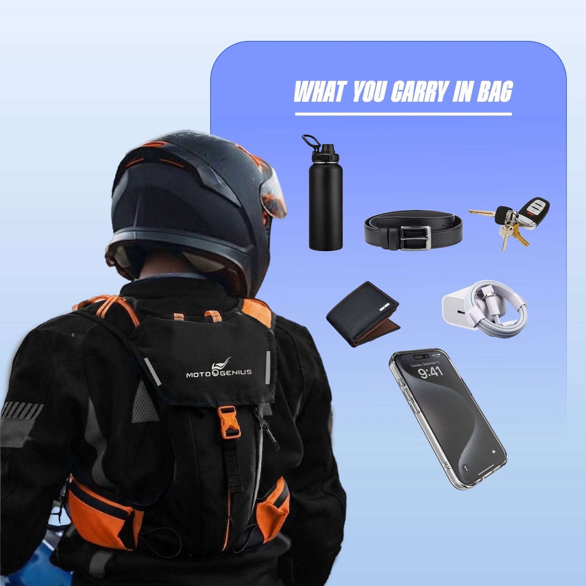 Hydration Backpack with 2L BPA-Free Bladder, Ultra-Lightweight No-Bounce Fit, Multi-Compartment Storage, Reflective Safety Strips, Ideal for Hiking, Cycling, Running, Camping & Outdoor Sports-Neon Blue - Moto Genius