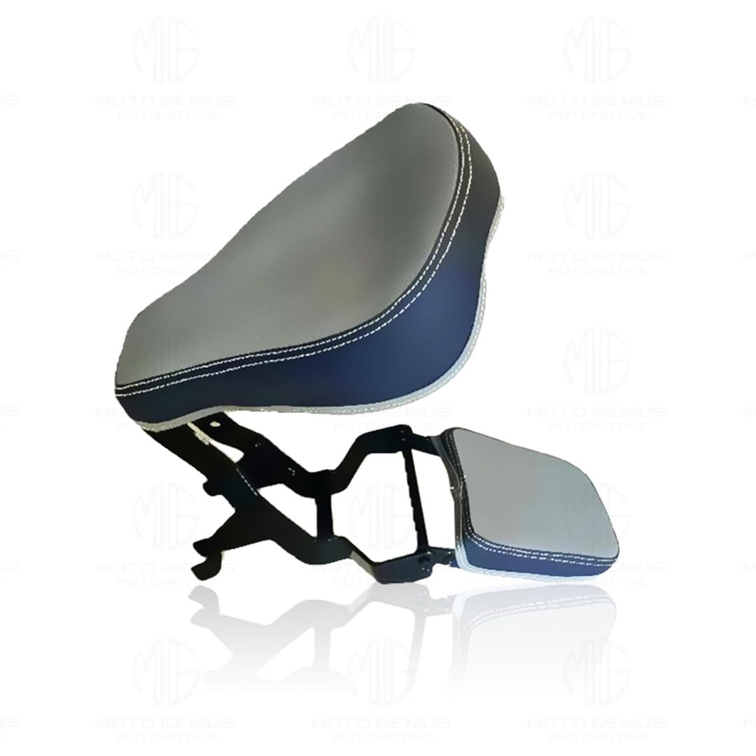 Metal Foldable Dual Seat with Footrest for Jawa 42 Bobber | Durable Metal Frame | Comfortable Rider and Passenger Seat | Premium Leather Upholstery | Custom Design-Grey - Moto Genius