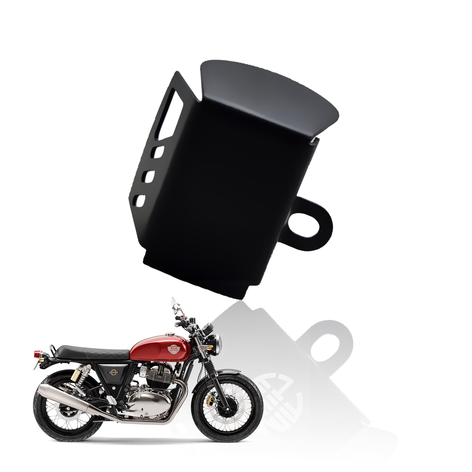 Metal Rear Brake Oil Container Guard for RE Interceptor | Fluid Reservoir Cap Compatible with RE Interceptor-Black - Moto Genius