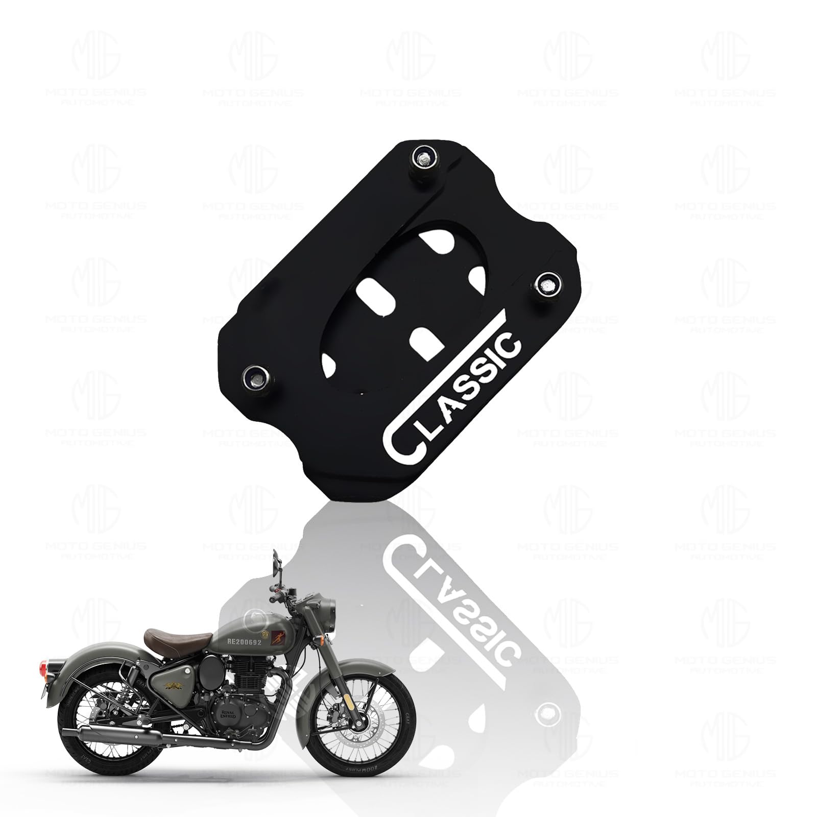 Metal Side Stand Extender for Classic Reborn 350 | Heavy Duty Parking Support and Stability Enhancer-Black - Moto Genius
