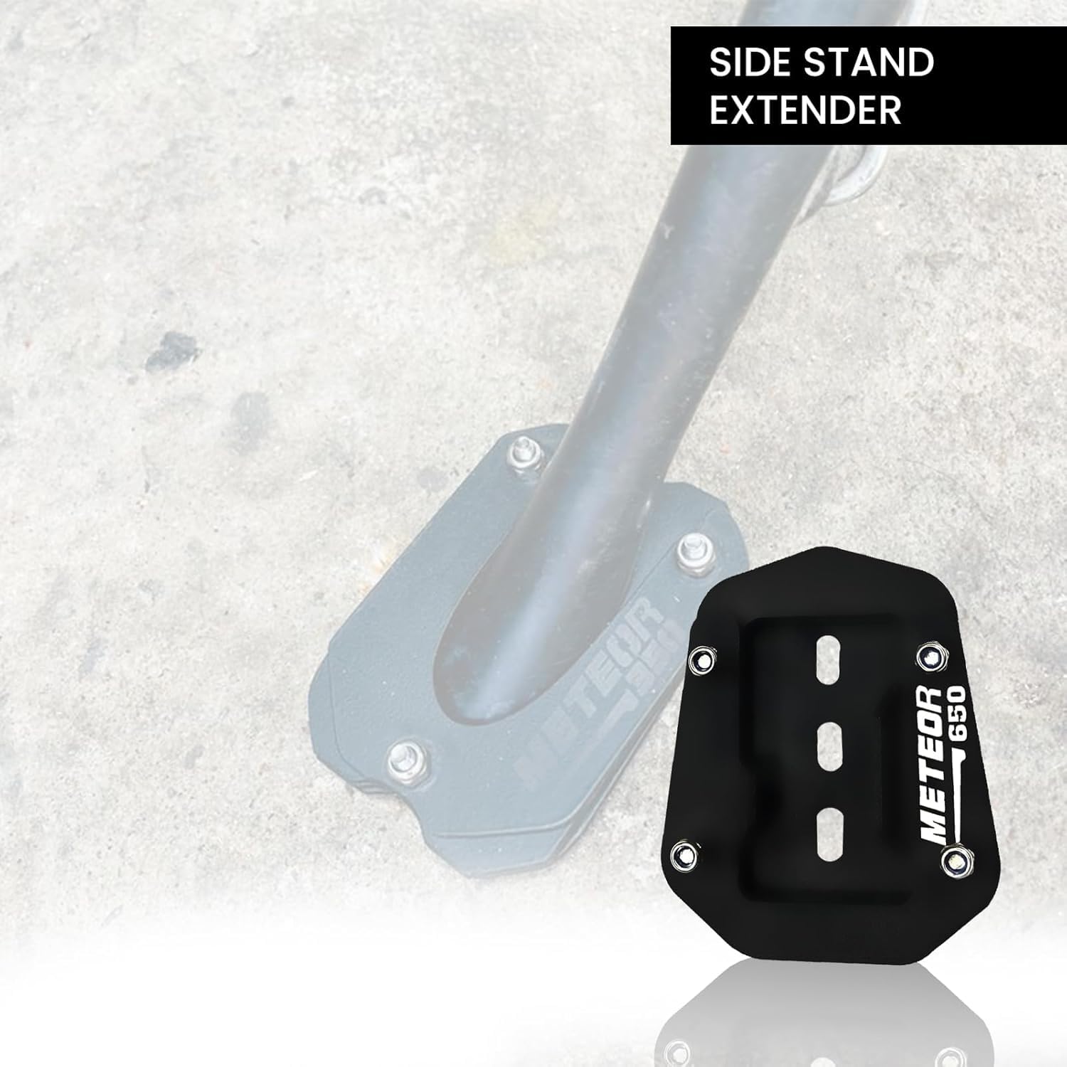 Metal Side Stand Extender for RE Super Meteor 650 | Heavy Duty Parking Support and Stability Enhancer, Durable Corrosion-Resistant Metal, Easy Installation (1PC)-Black - Moto Genius
