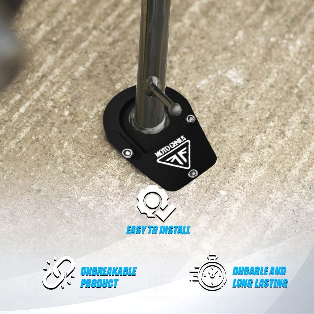 Metal Side Stand Extender for Triumph Speed 400 Motorbike - Durable Finish, Easy Installation, Enhanced Stability and Support-Black - Moto Genius