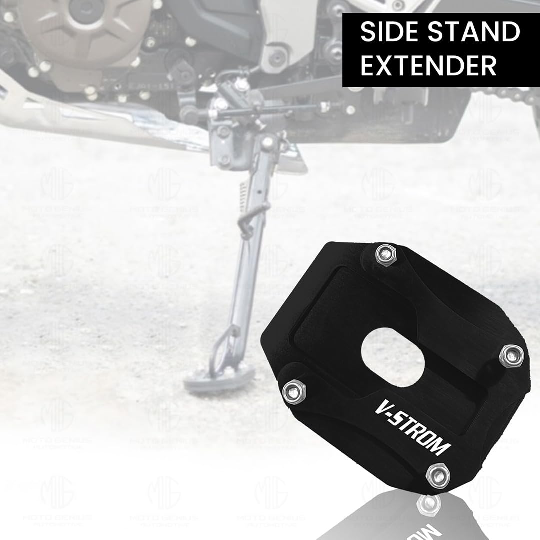 Metal Side Stand Extender Replacement for V-Storm Motorbike | Durable Finish, Easy Installation, Enhanced Stability-Black - Moto Genius