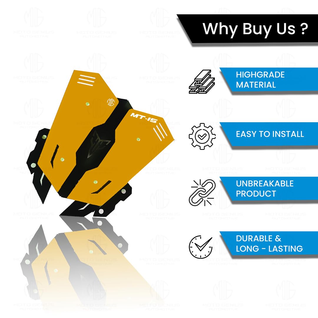 Metal Visor Windscreen Windshield Deflector for MT 15 | Heavy Quality Flyscreen with Mount for Motorbike | Wind Sheld Protector-Gold+Black - Moto Genius