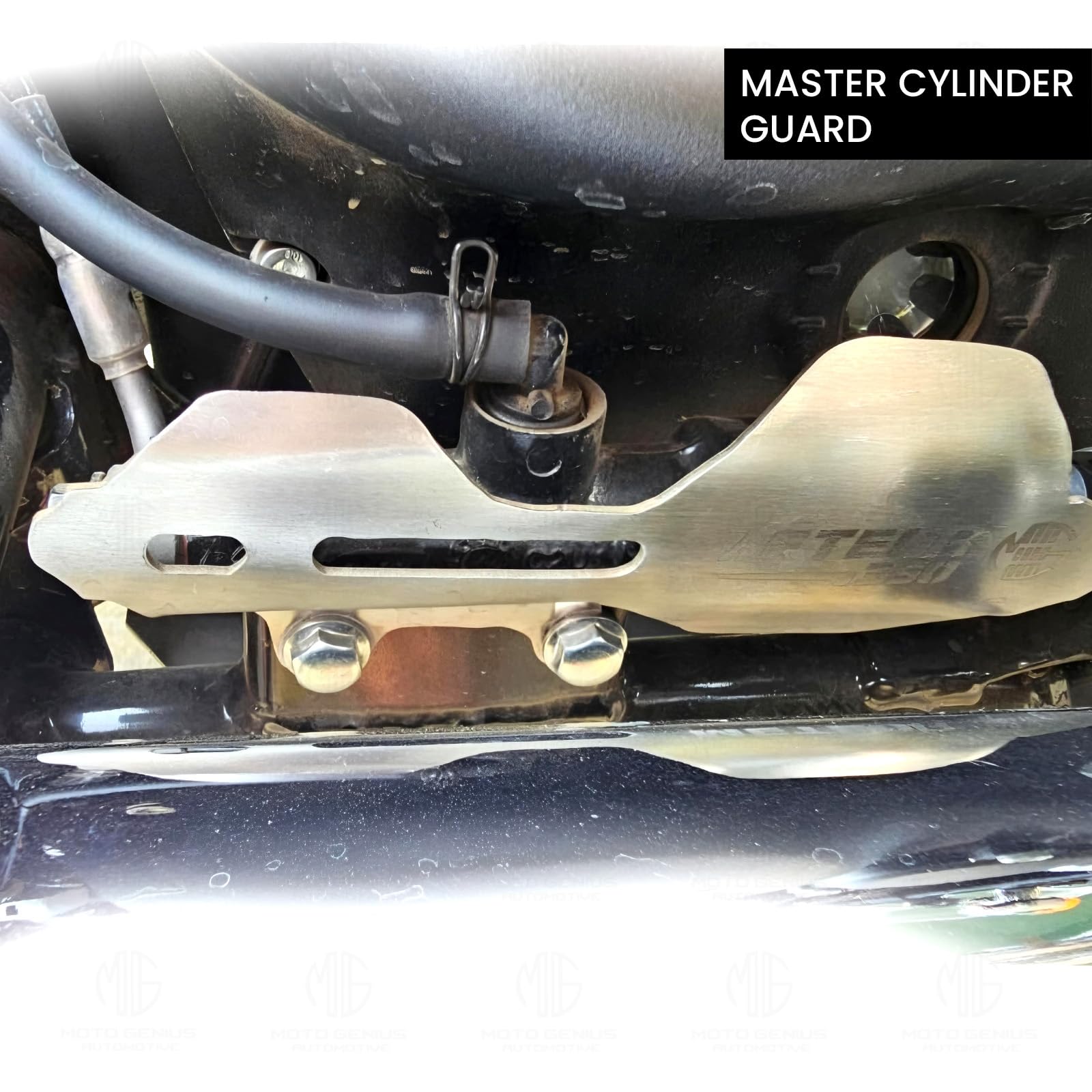 Meteor 350 Stainless Steel Master Cylinder Guard for Bike | Heavy-Duty, Impact-Resistant Protection for Motorcycle Brake Systems |Durable Steel Construction-Silver - Moto Genius