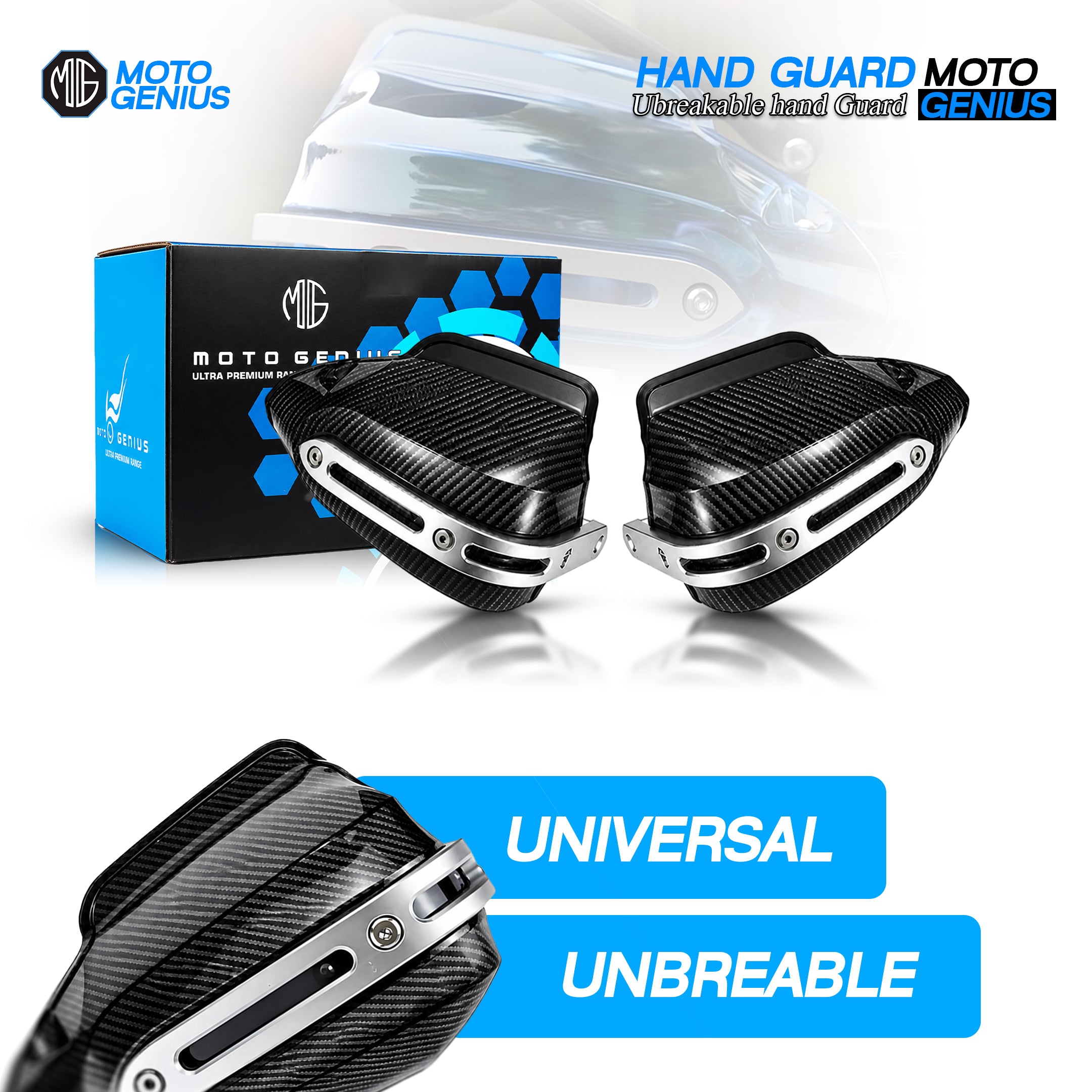 Universal Bike Hand Guards / Protectors Carbon fiber Shade | Wind Deflector Made for Hand Safety While Riding All Motorcycle