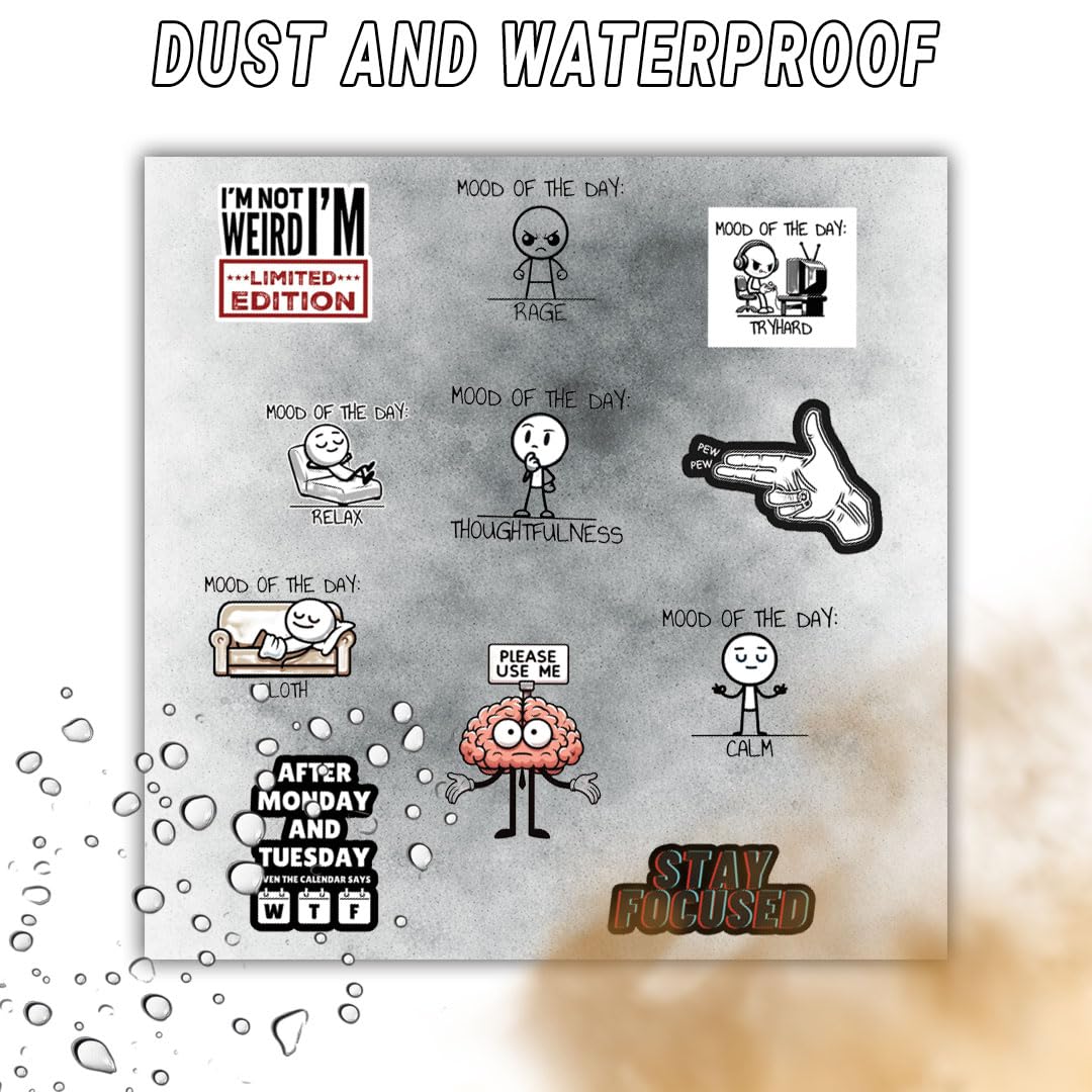 Mood of the Day 3D Waterproof Vinyl Stickers | Self-Adhesive Mood Quote Decal for Laptop, Mobile, Helmet, Bike, Car, Notebook & Water Bottle | Aesthetic Funny Mood Stickers - Moto Genius