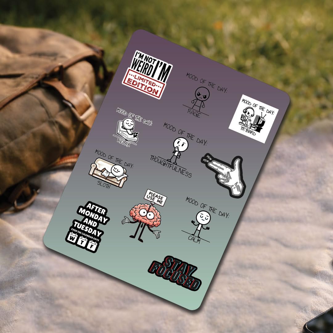 Mood of the Day 3D Waterproof Vinyl Stickers | Self-Adhesive Mood Quote Decal for Laptop, Mobile, Helmet, Bike, Car, Notebook & Water Bottle | Aesthetic Funny Mood Stickers - Moto Genius