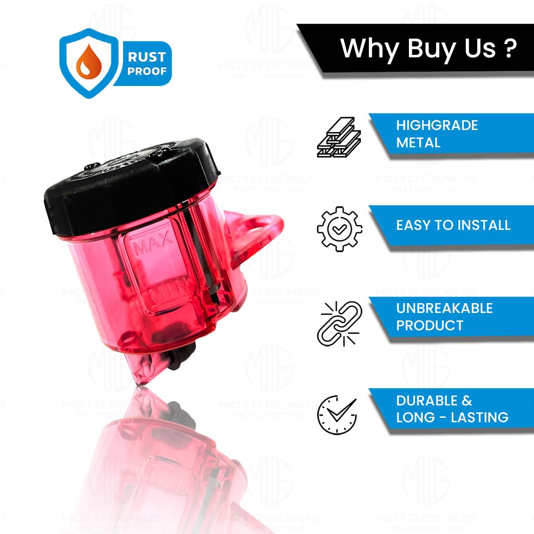 Moto GENIUSUniversal Motorcycle Front Brake Master Cylinder Oil Reservoir Tank Cup | Durable Replacement for Hydraulic Brake and Clutch Systems-Red - Moto Genius