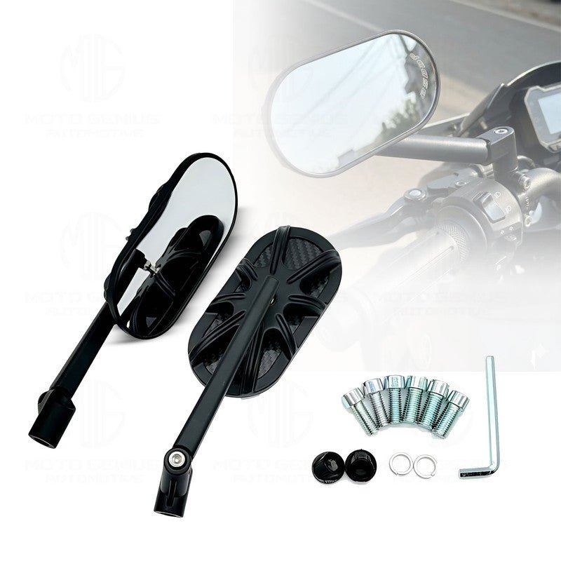Motorcycle Rearview Mirrors Left & Right with Wrench, Durable Aluminum Alloy Side Mirrors, Adjustable Universal Fit, New - Moto Genius