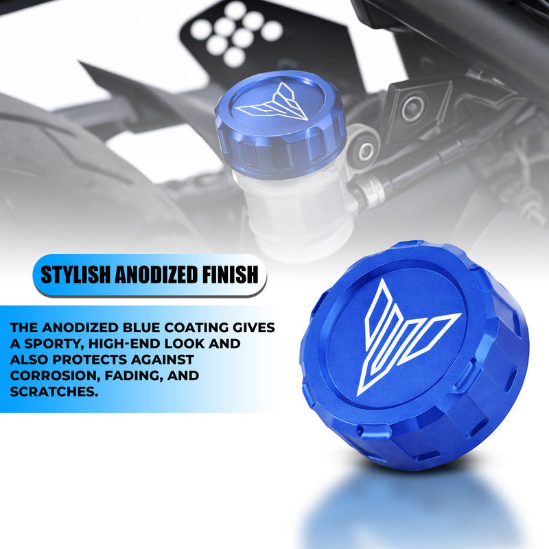 MOTO GENIUS CNC Aluminum Rear Brake Fluid Oil Cap Cover Compatible with MT-15 Motorbike | Master Cylinder Reservoir Lid | Premium Anodized Finish | Easy Installation | Bike Accessories